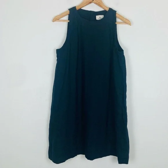 Tuckernuck navy blue linen Pauline sleeveless swingy sheath mini length dress. M - Picture 2 of 5
